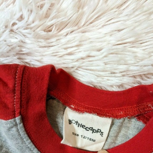 Bottlecaps Football Split the Uprights Grey Red Raglan Top 12-18 months - Picture 4 of 5
